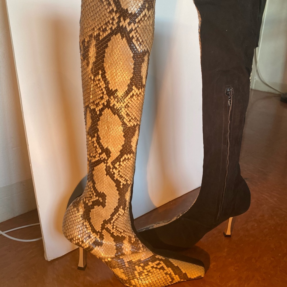 Authentic Celine Snakeskin Two Tone Boots
